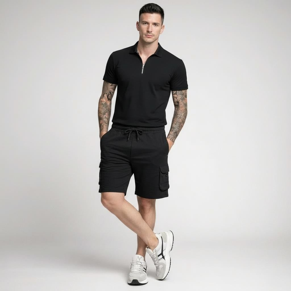Men Black Cargo Shorts