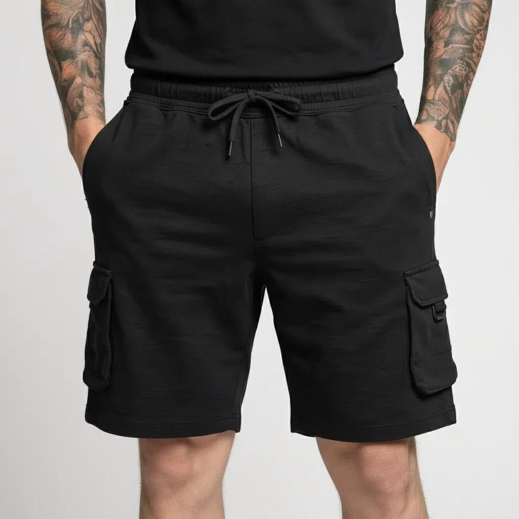 Men Black Cargo Shorts