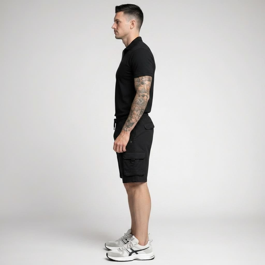 Men Black Cargo Shorts