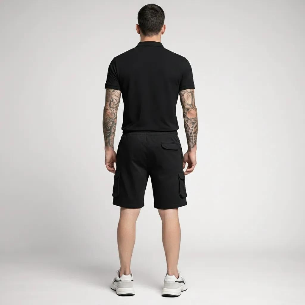 Men Black Cargo Shorts