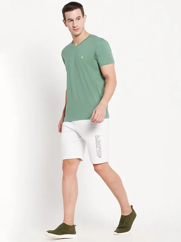 Men White Melange Short