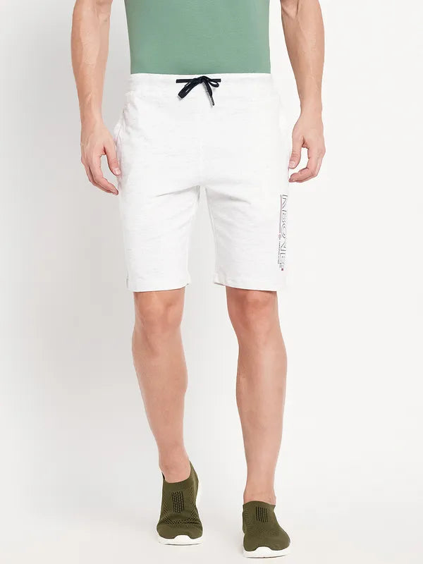 Men White Melange Short