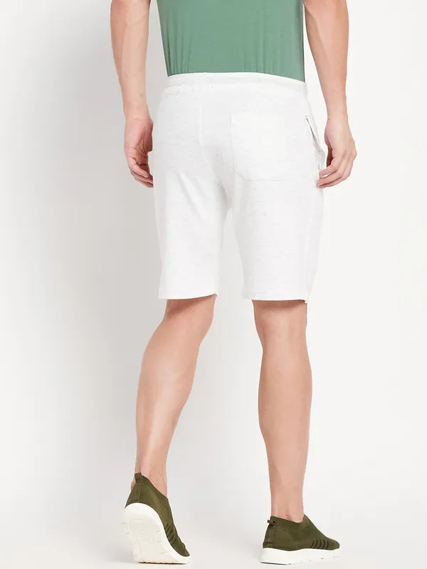 Men White Melange Short