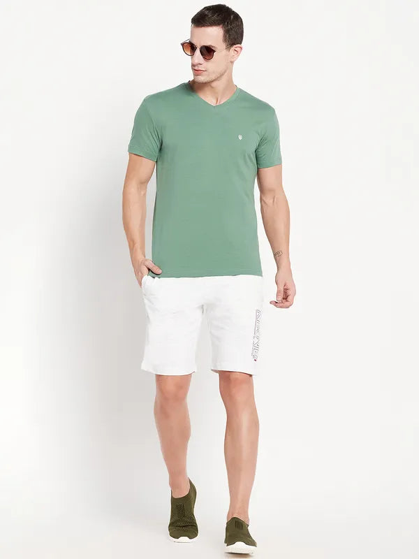 Men White Melange Short