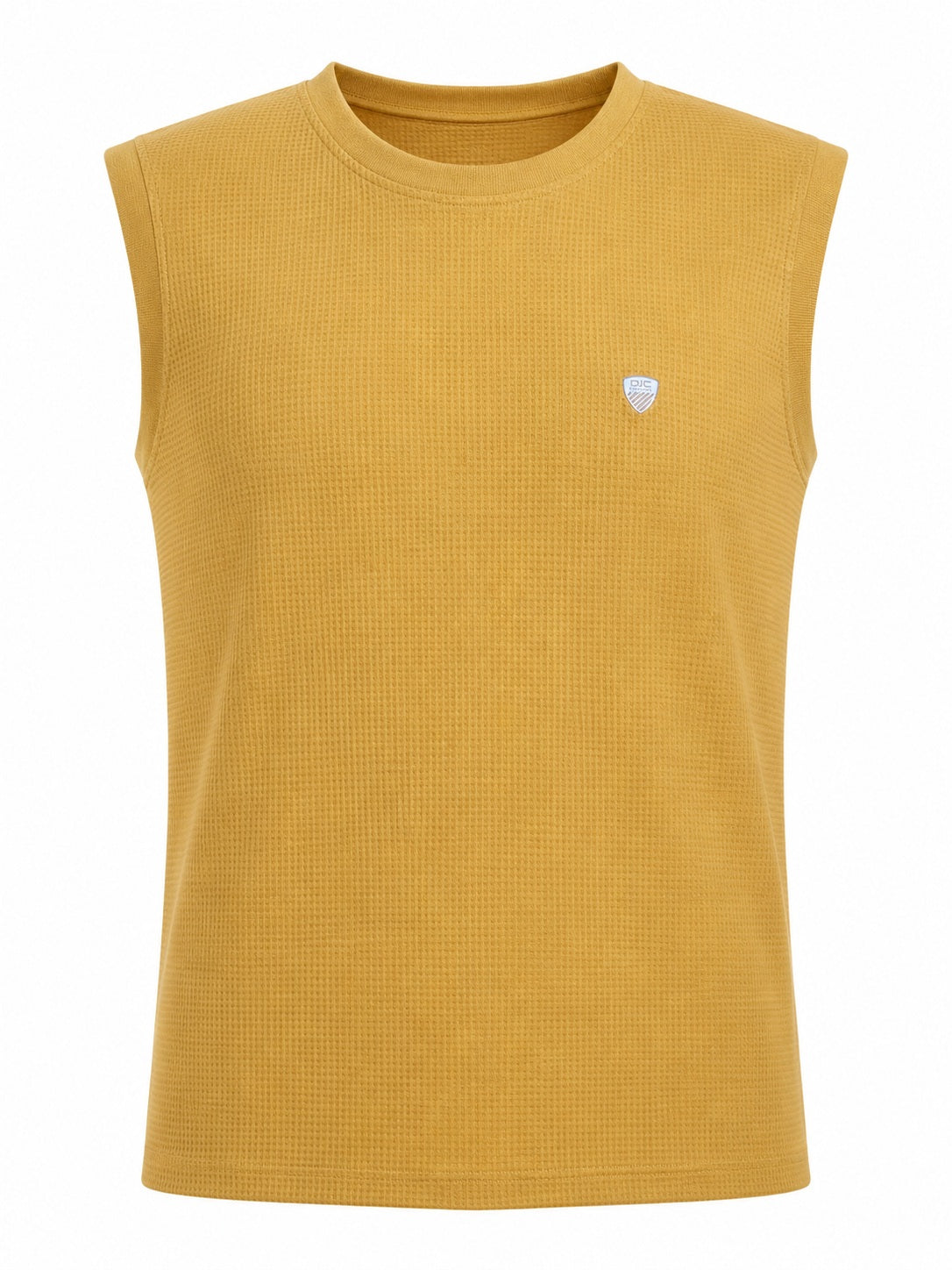 Men Mustard Solid Round Neck T-shirt