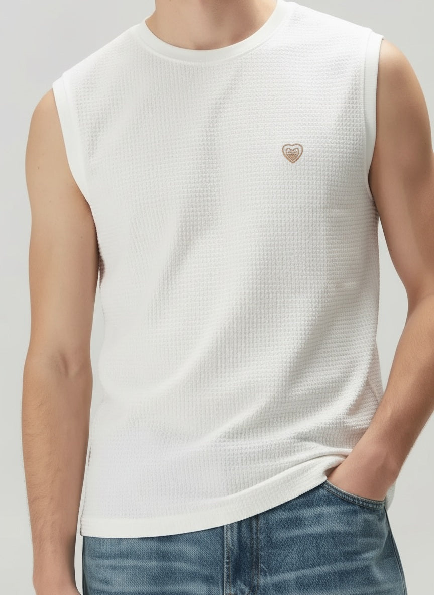 Men Off White Solid Round Neck T-shirt