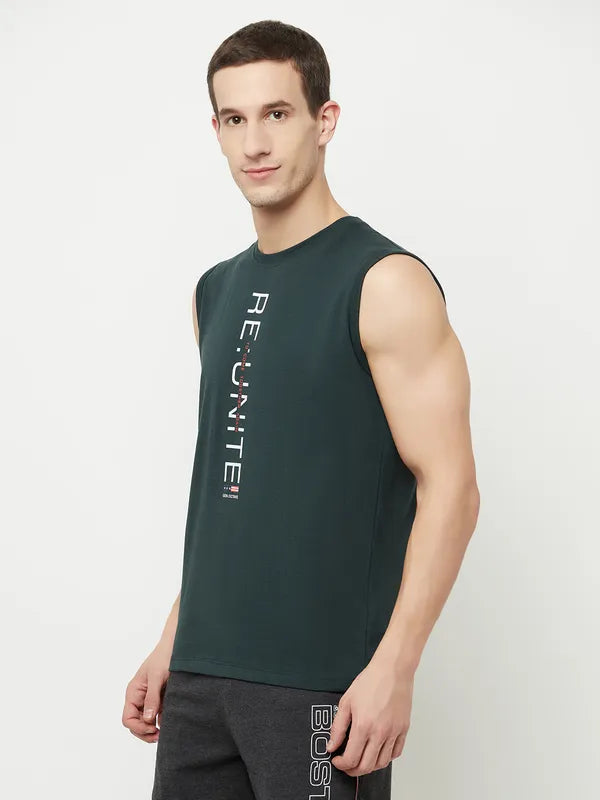Octave Men Green Typography Printed Applique T-Shirt