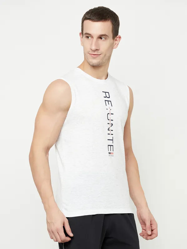 Octave Men White Typography Printed Raw Edge T-Shirt