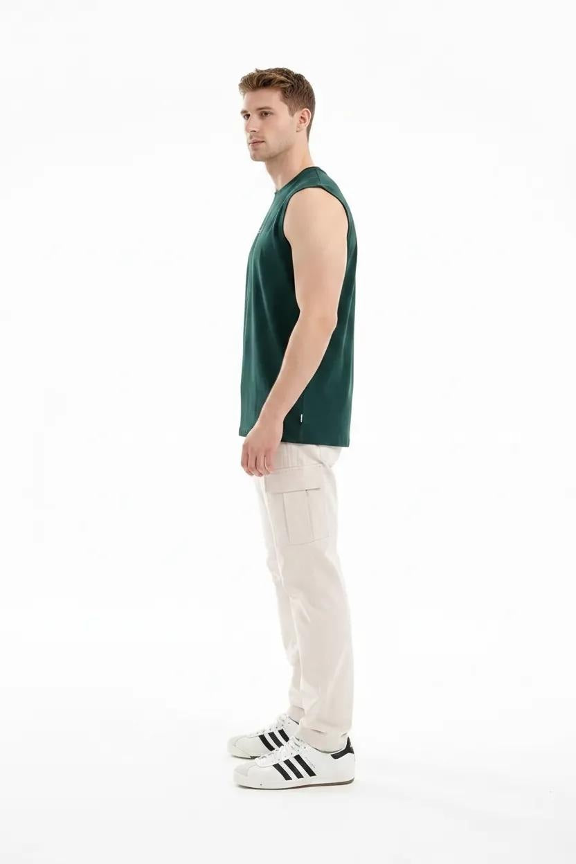 Men Bottle Green Typography Printed T-shirt