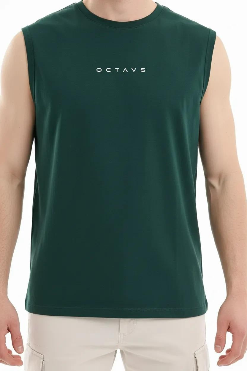 Men Bottle Green Typography Printed T-shirt