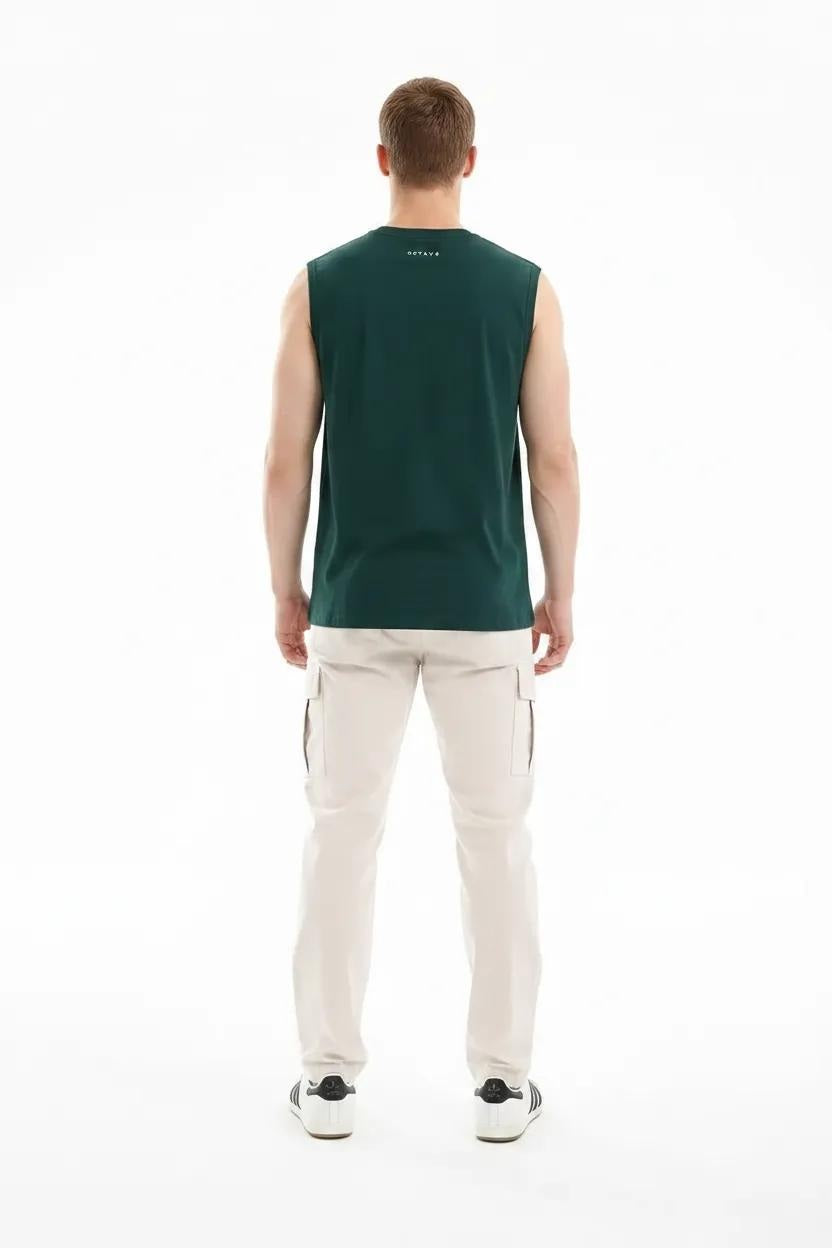 Men Bottle Green Typography Printed T-shirt