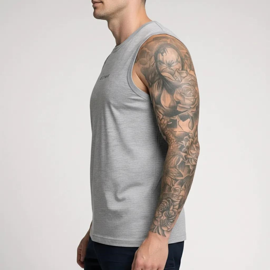 Men Grey Melange Brand Logo T-shirt