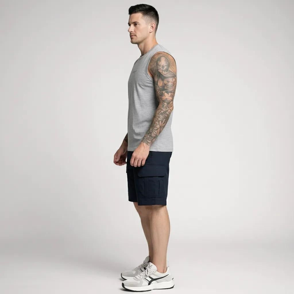 Men Grey Melange Brand Logo T-shirt