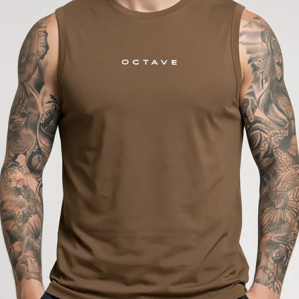 Men Tan Brand Logo Printed T-shirt