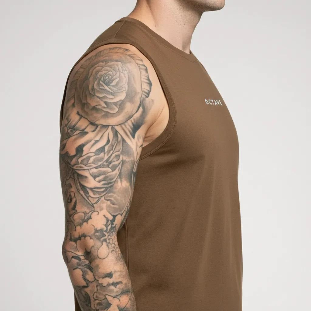 Men Tan Brand Logo Printed T-shirt