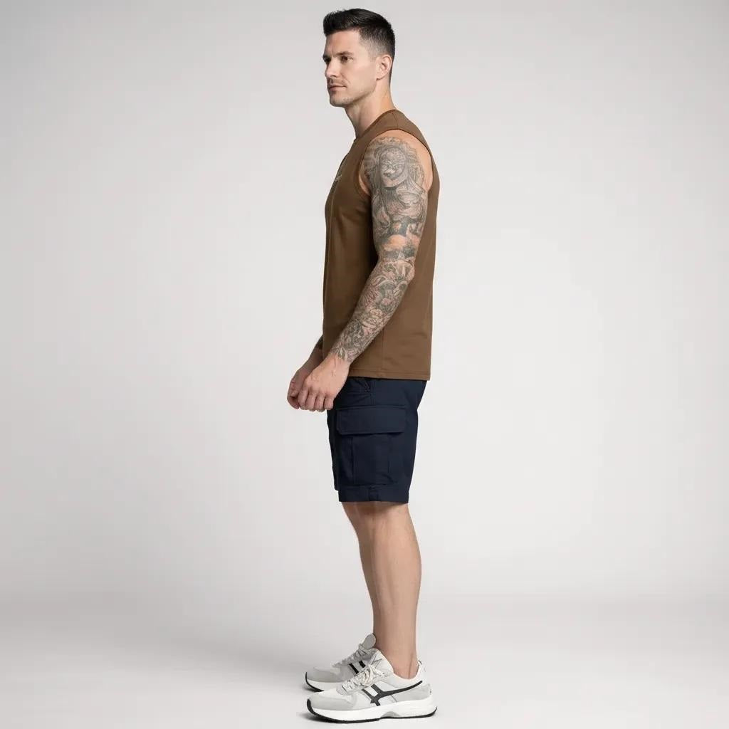 Men Tan Brand Logo Printed T-shirt