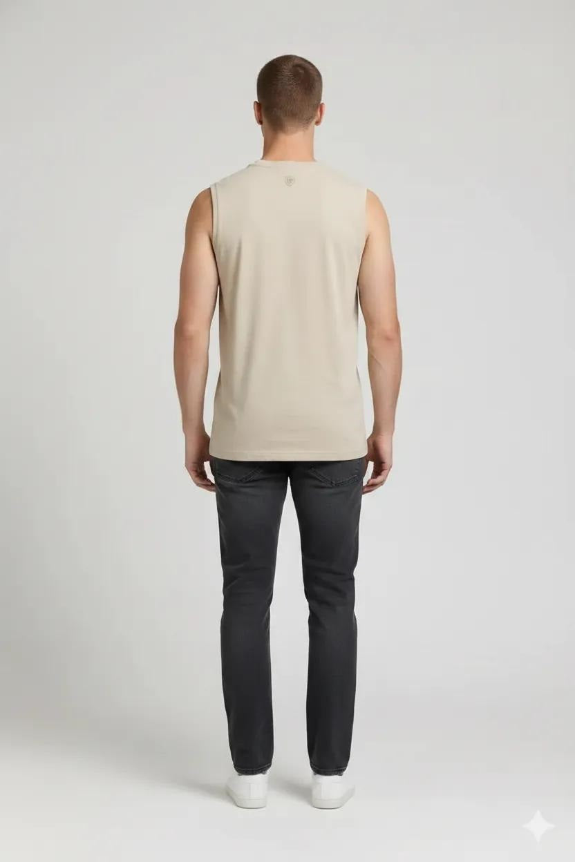 Men Brown Rice Solid Round Neck T-shirt