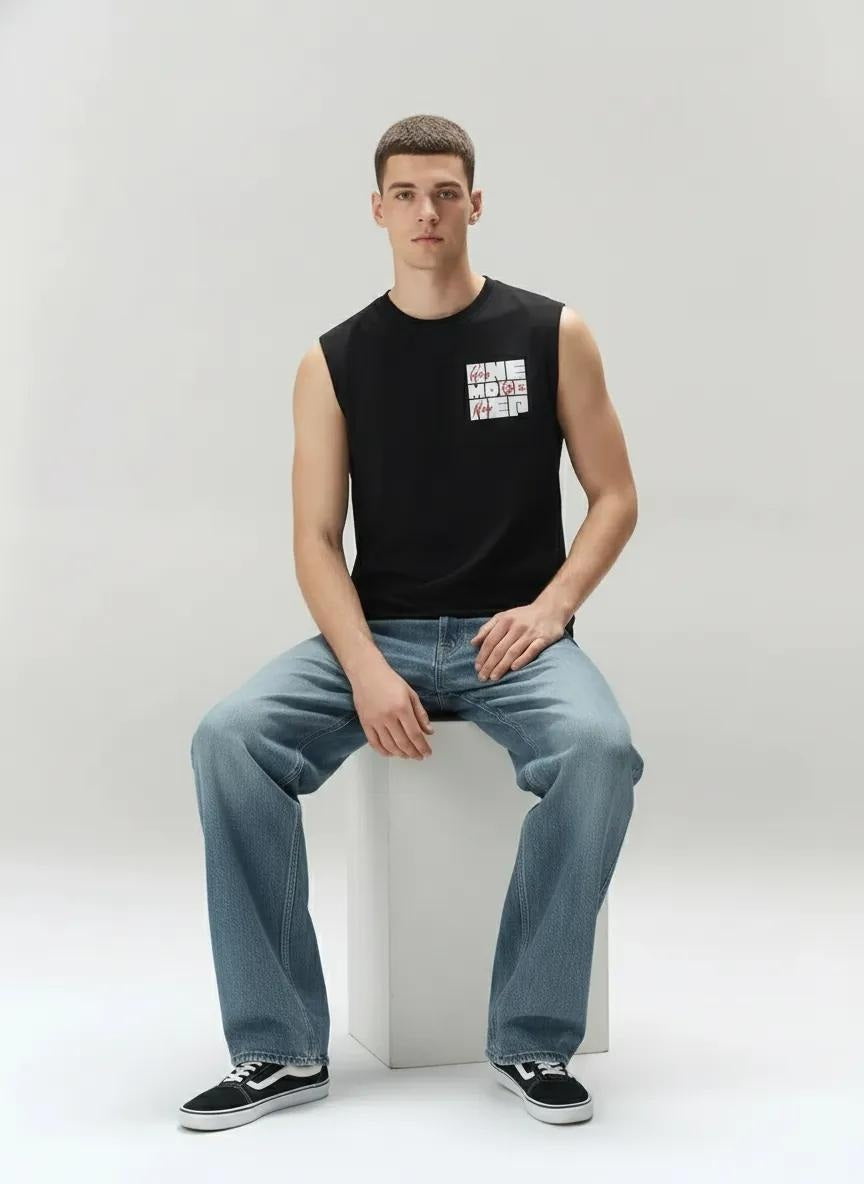 Octave Men Black Typography Printed T-shirt