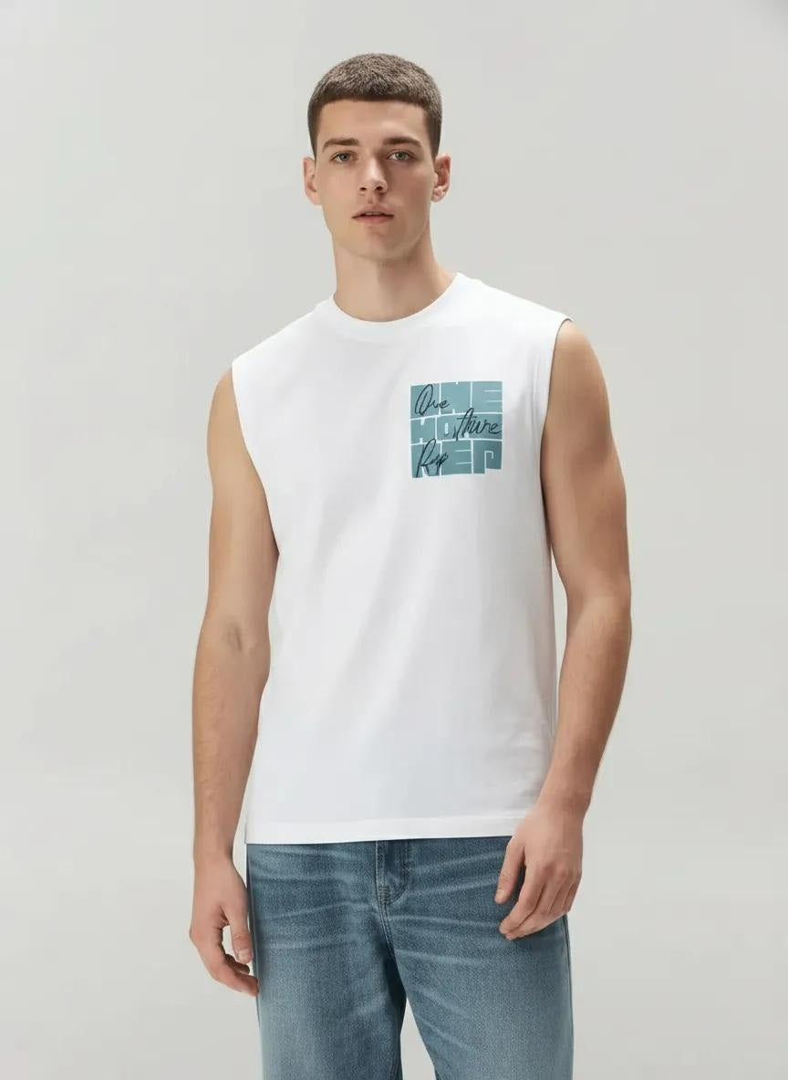 Octave Men Bottle Green Typography Printed T-shirt