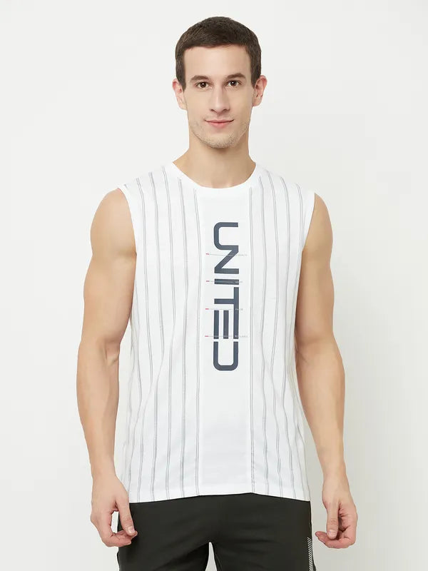 Octave Men White Typography Printed Raw Edge T-Shirt