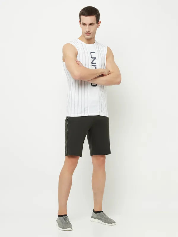 Octave Men White Typography Printed Raw Edge T-Shirt