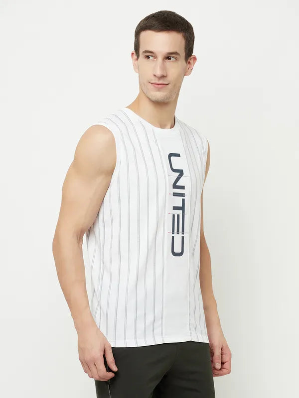 Octave Men White Typography Printed Raw Edge T-Shirt