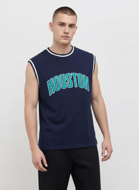 Men Navy Typography Printed T-shirt