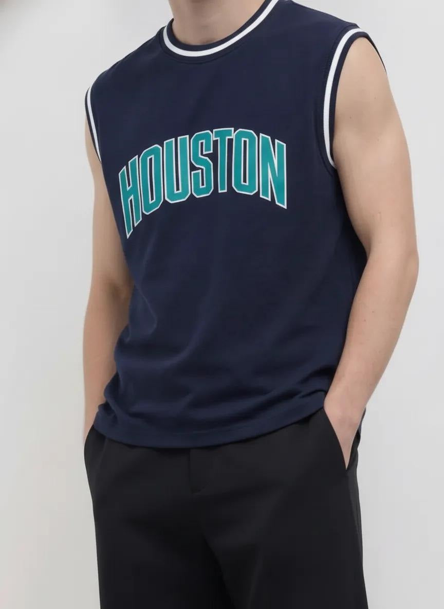 Men Navy Typography Printed T-shirt