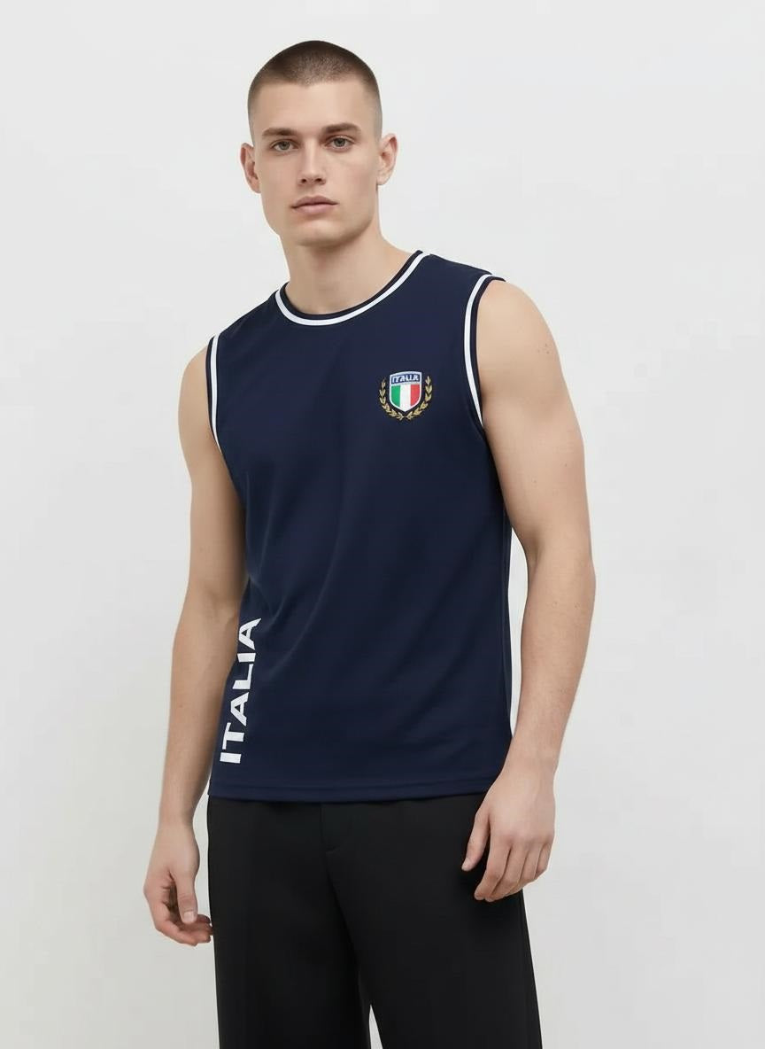 Men Navy Typography Printed T-shirt