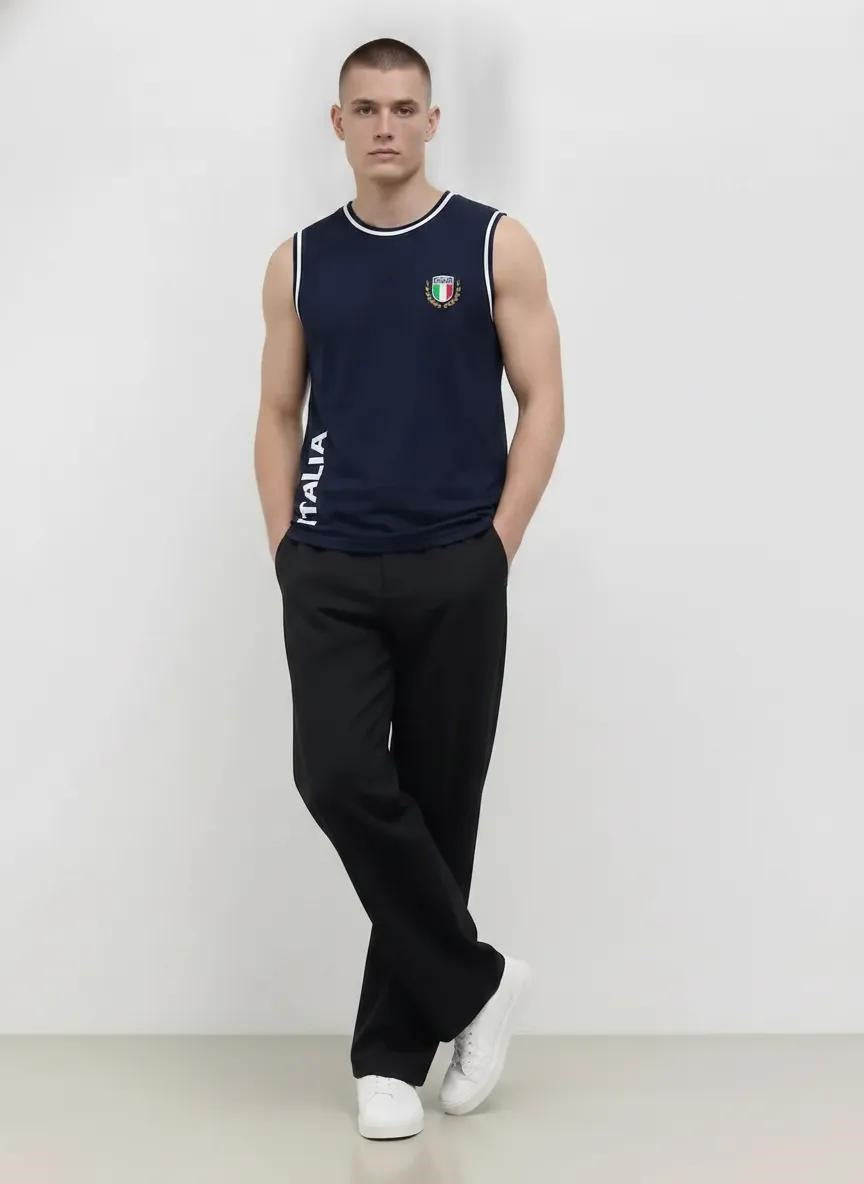 Men Navy Typography Printed T-shirt