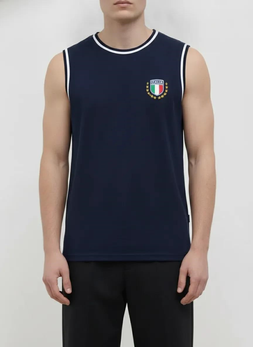 Men Navy Typography Printed T-shirt