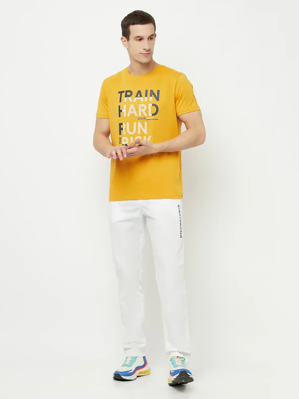 Octave Men Yellow Typography Printed T-Shirt