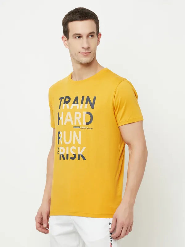 Octave Men Yellow Typography Printed T-Shirt