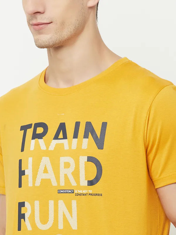 Octave Men Yellow Typography Printed T-Shirt