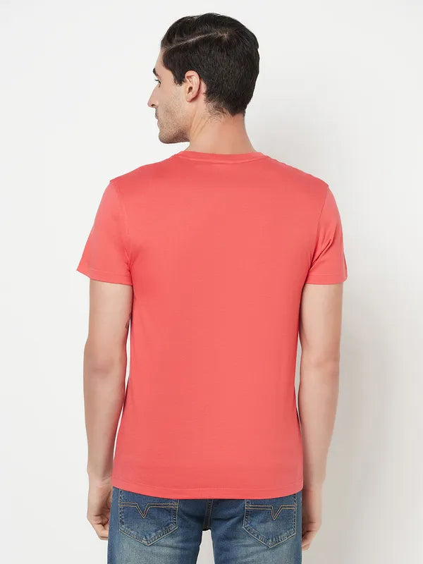 Octave Men Red Graphic Printed Round Neck T-Shirt