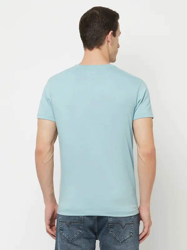 Octave Men Blue Typography Printed T-Shirt