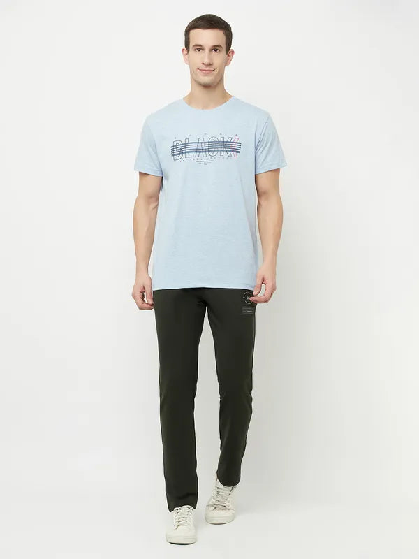 Octave Men Blue  Illusion Blue Typography Printed T-Shirt