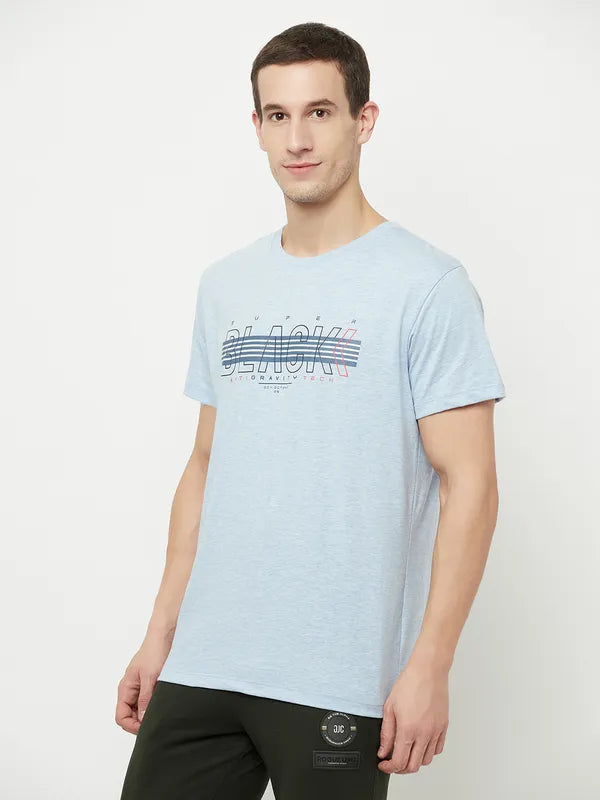 Octave Men Blue  Illusion Blue Typography Printed T-Shirt