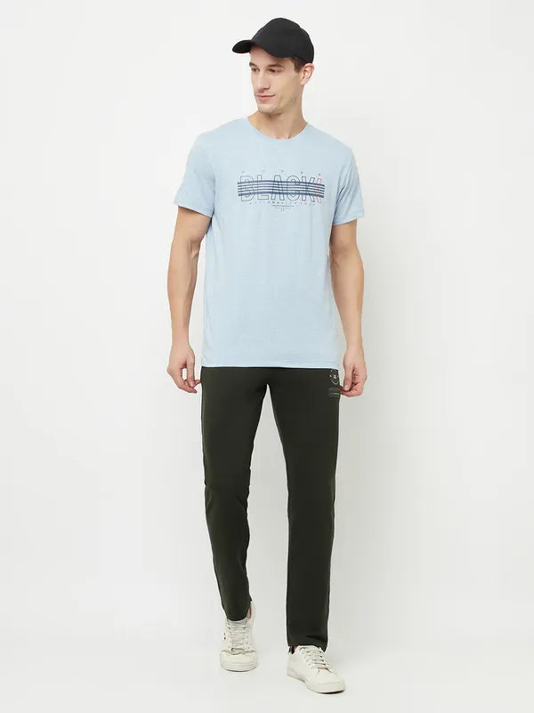 Octave Men Blue  Illusion Blue Typography Printed T-Shirt