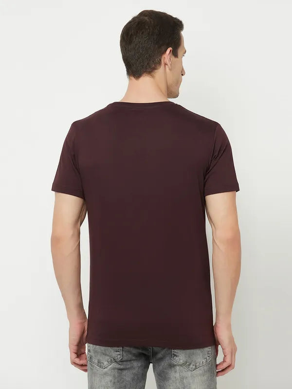 Octave Men Maroon  Temptress Printed Applique T-Shirt