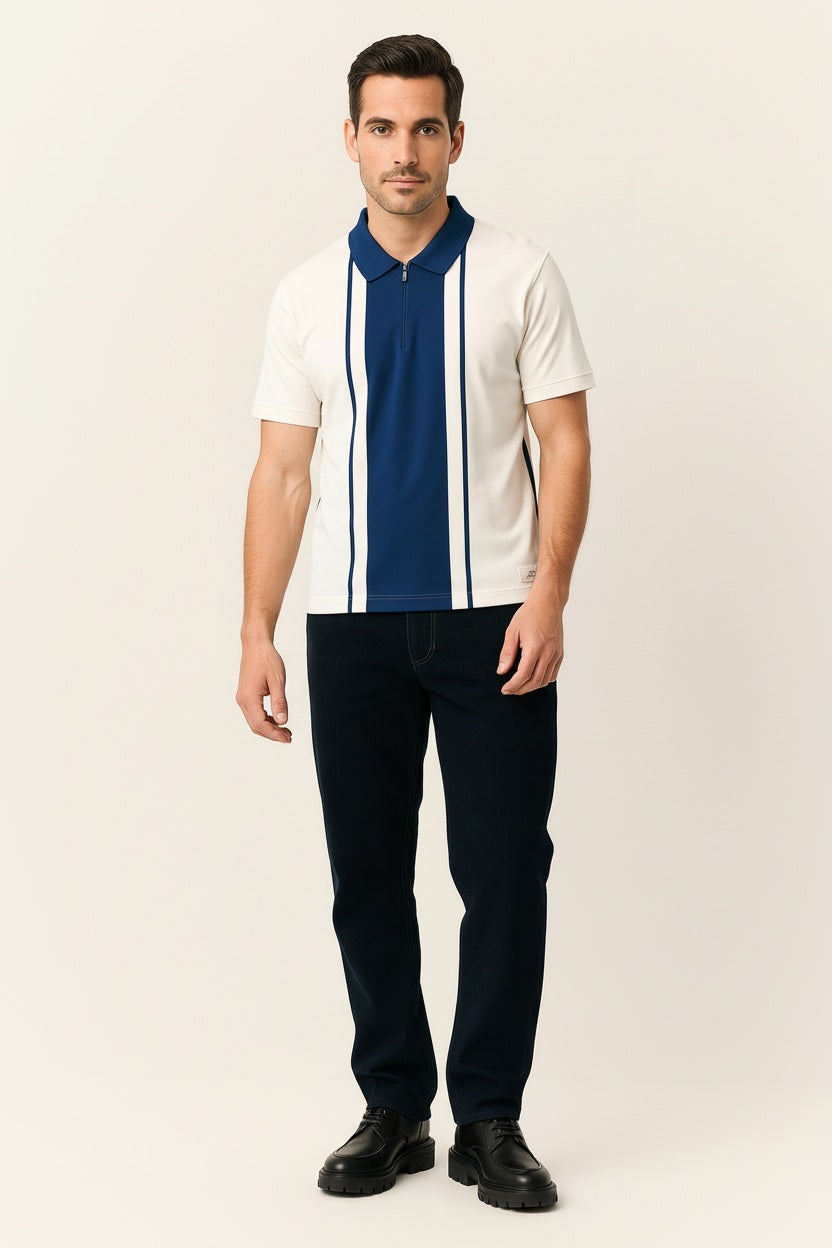 Men Colourblocked Polo Collar T-shirt