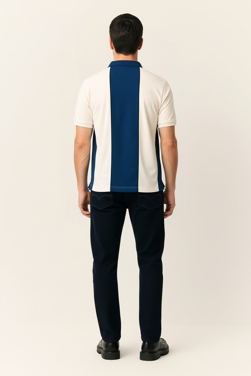 Men Colourblocked Polo Collar T-shirt