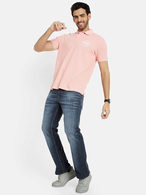 Octave Men Pink Polo Collar Pockets T-Shirt