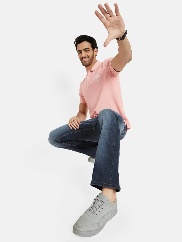 Octave Men Pink Polo Collar Pockets T-Shirt