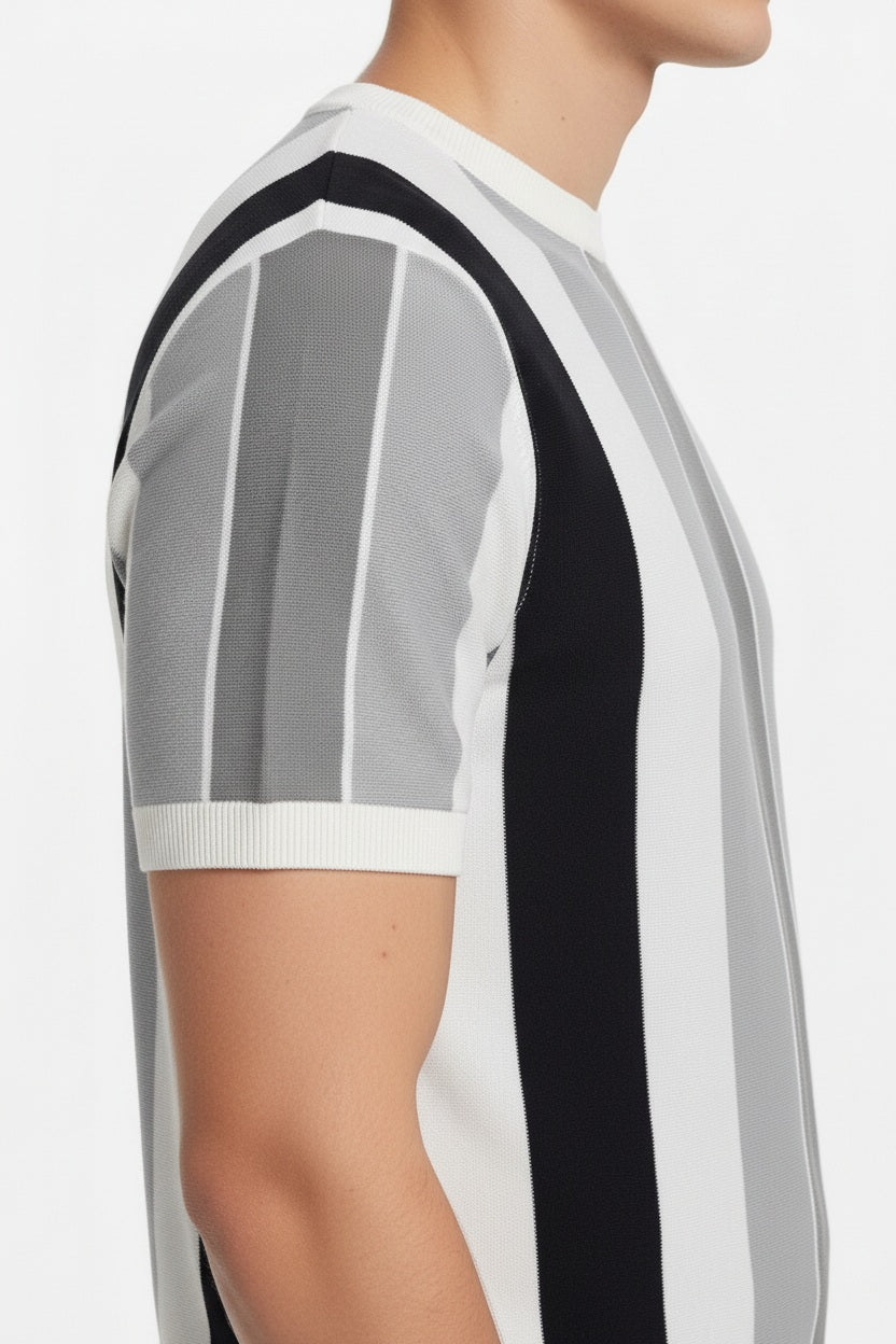 Men Striped Monochrome T-shirt