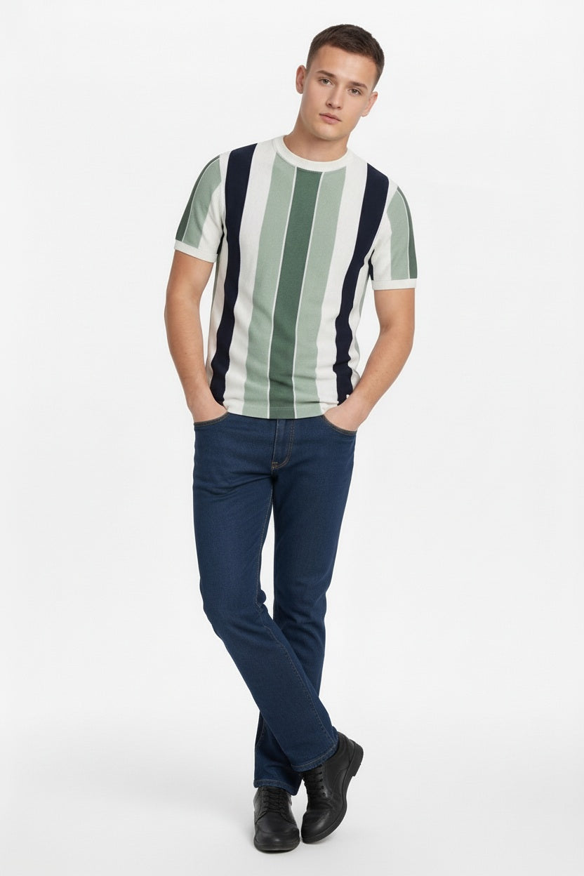 Men Striped Monochrome T-shirt