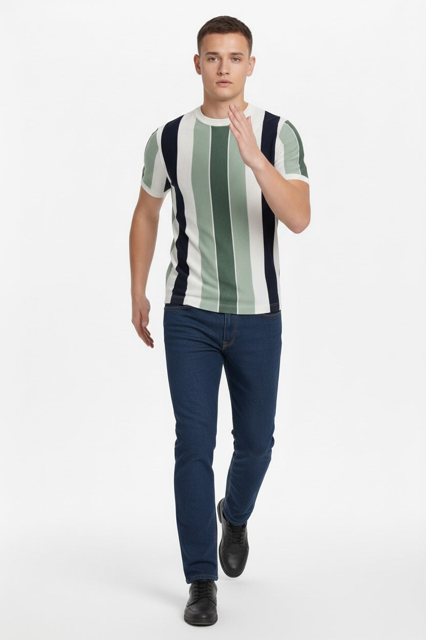Men Striped Monochrome T-shirt
