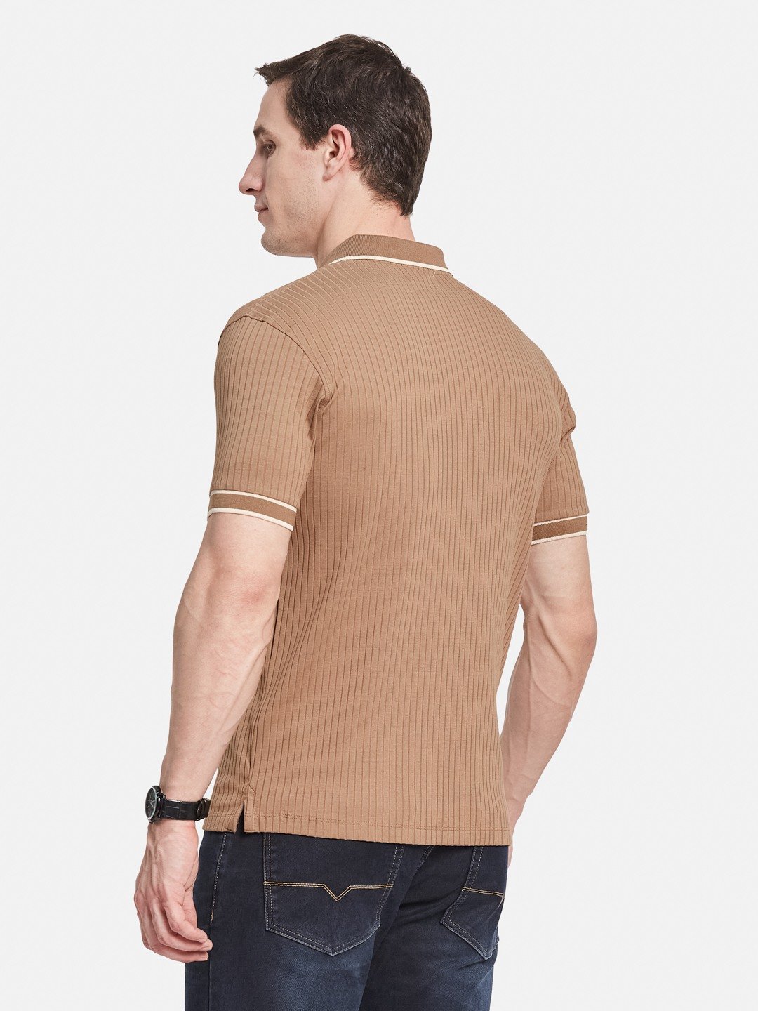 Octave Men Striped Polo Collar T-shirt