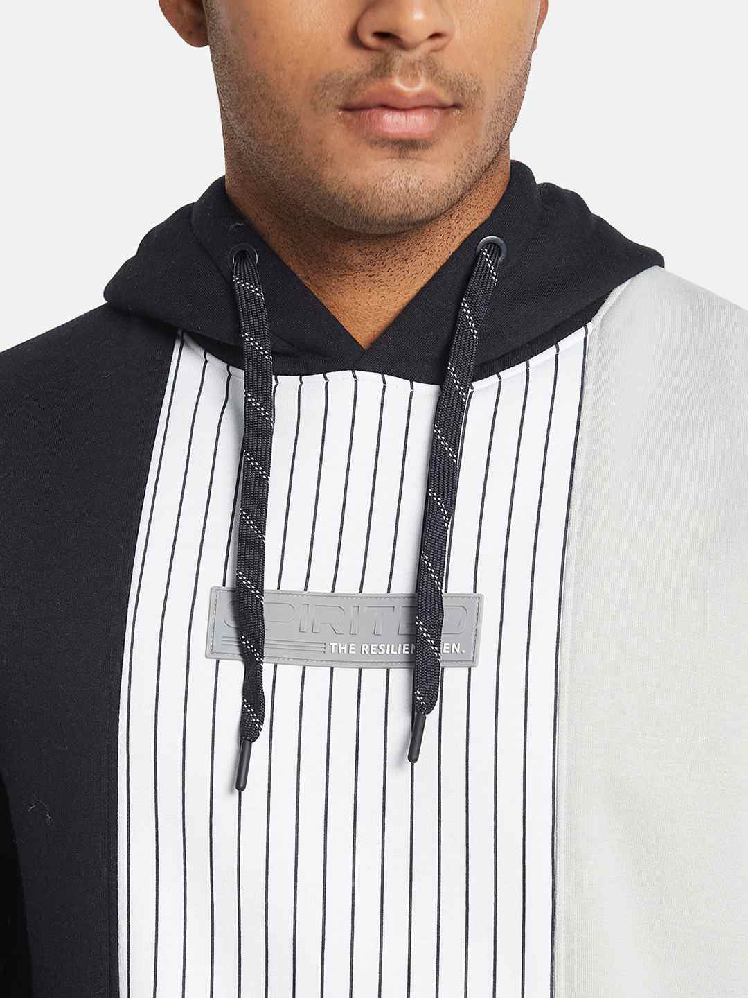 Octave AW24 Men Colourblocked Long Sleeves Hooded Sweatshirt