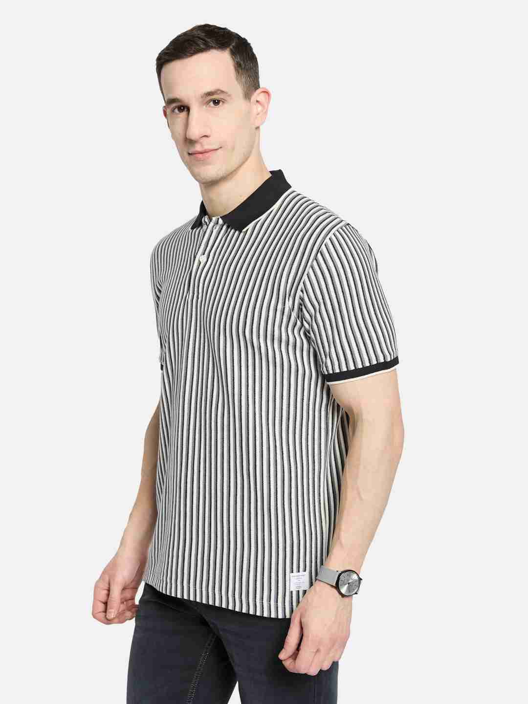 Octave Men Striped Polo Collar T-shirt